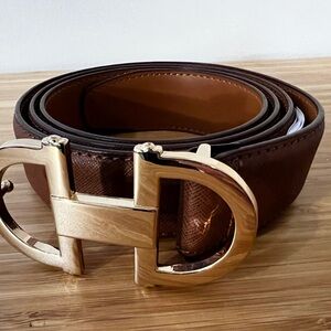 NWOT Aldo Brown 100% Leather Belt with Gold Buckle